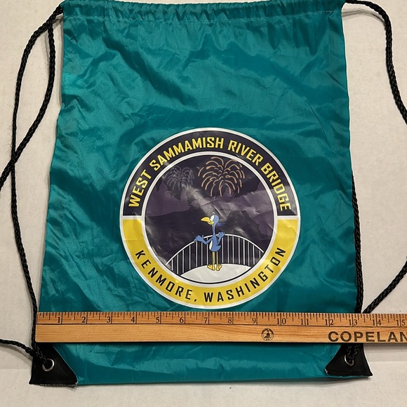 West Sammamish River Bridge Drawstring Nylon Bag Kenmore Washington 17 x 13 1/2 - Picture 5 of 6